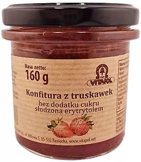 VITAPOL Konfitura z truskawek bez cukru słodzona erytrytolem (160 g)