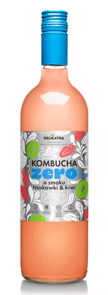 *DELIKATNA Kombucha ZERO o smaku truskawki i kiwi 0 % cukru (700 ml)