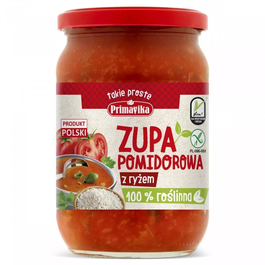 PRIMAVIKA Zupa pomidorowa z ryżem bezglutenowa wegańska (700 g)