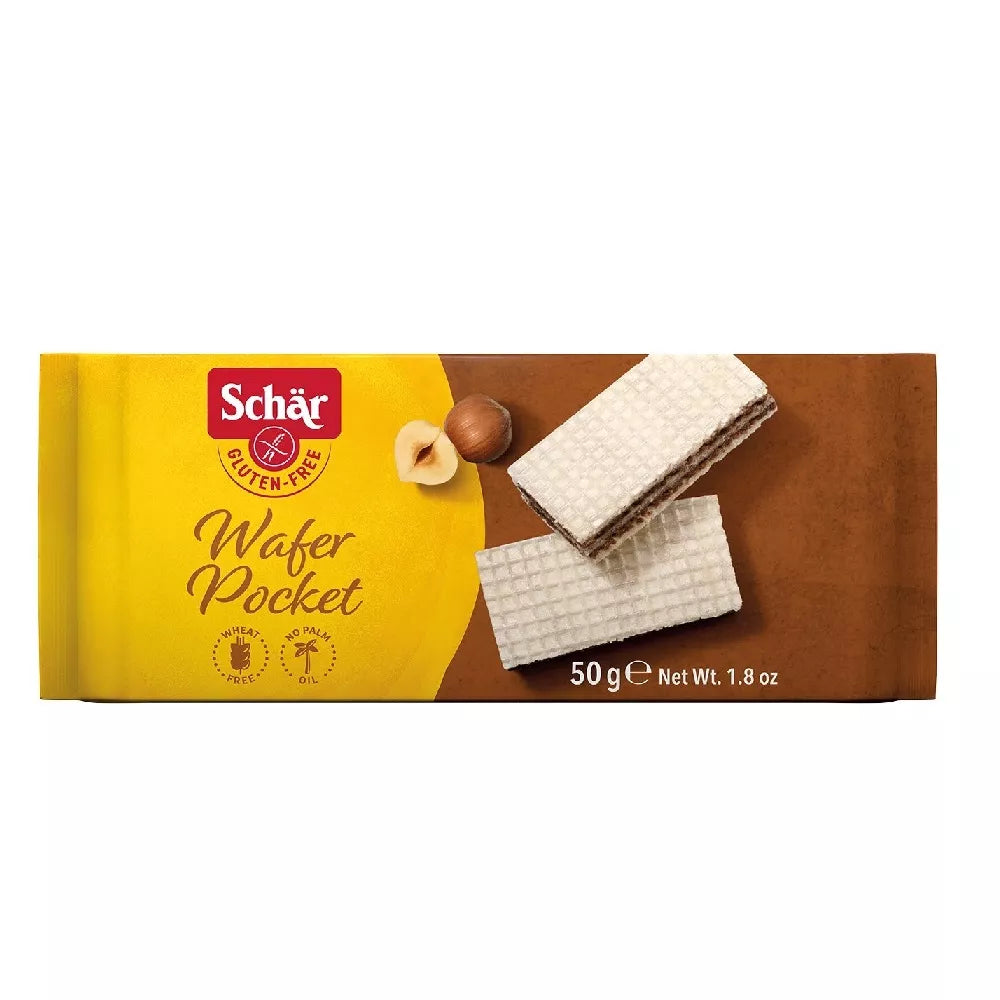 SCHAR Wafelki z nadzieniem orzechowym bezglutenowe - Wafer pocket (50g)