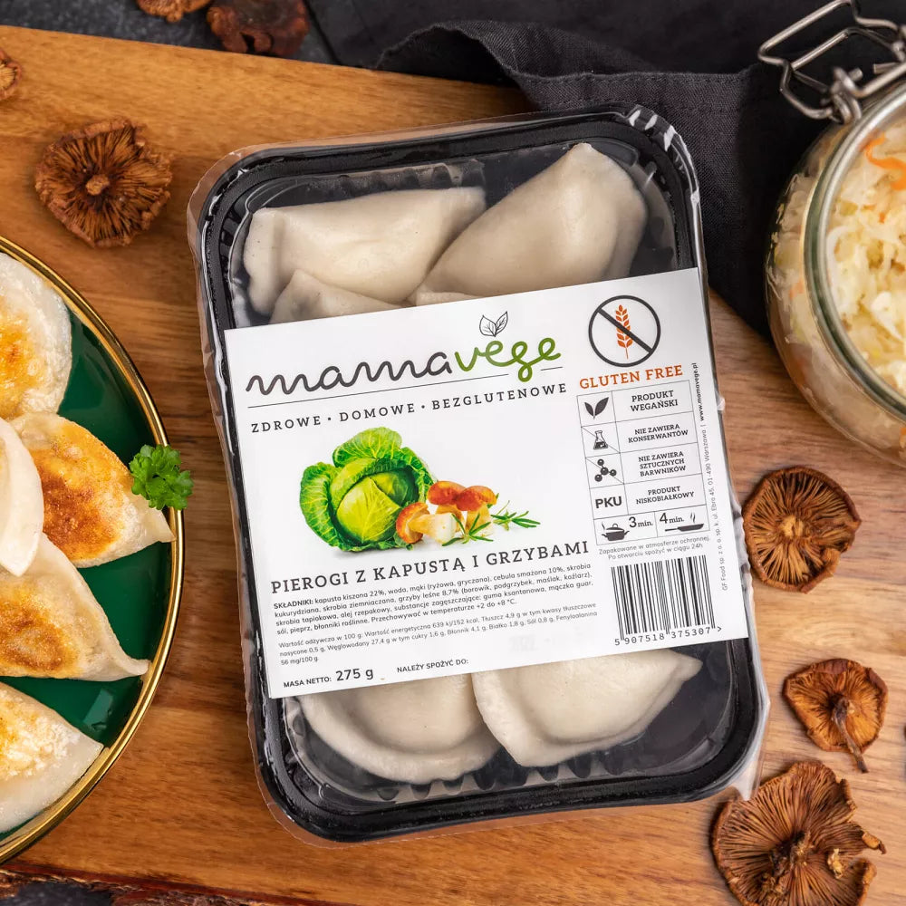 *MAMAVEGE Pierogi z kapustą i grzybami bezglutenowe (275g)