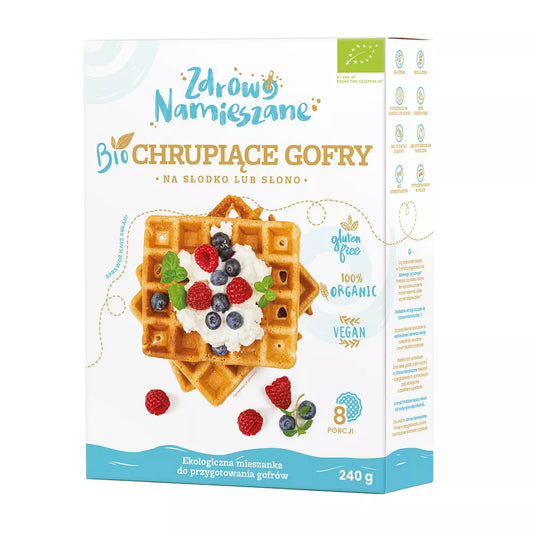 ZDROWO NAMIESZANE Mieszanka do wypieku chrupiących gofrów na słodko lub słono (240g) - BIO