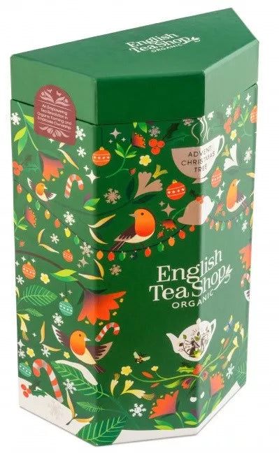 ENGLISH TEA SHOP Kalendarz adwentowy piramidki Green Trangular (25 piramidek/13 smaków) (25 x 2g) 50 g - BIO