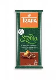 TRAPA Czekolada mleczna z orzechami laskowymi ze stewią, bez dodatku cukru, bezglutenowa (75g)