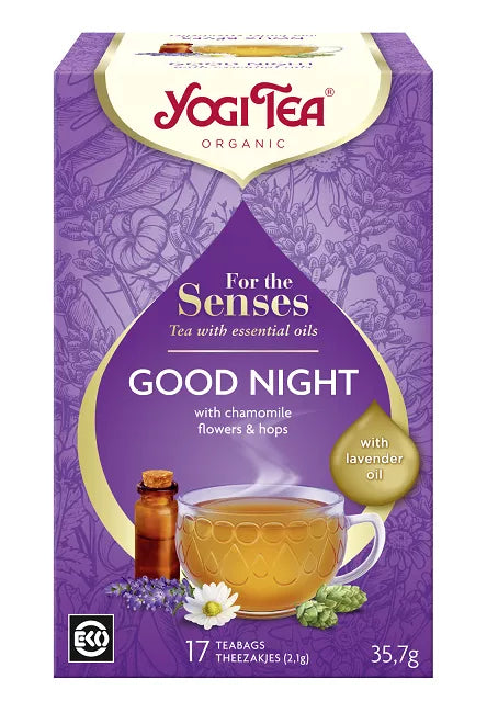 YOGI TEA Herbatka dla zmysłów na dobranoc z olejkiem lawendowym (For the Senses Good Night)  (17 x 2,1 g) (35,7 g) - BIO