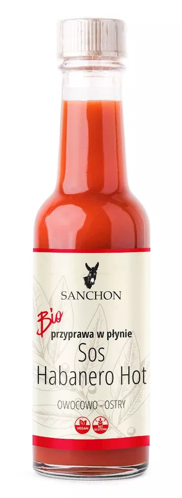 SANCHON Przyprawa w płynie Habanero Hot wegańska bezglutenowa (140 ml) - BIO