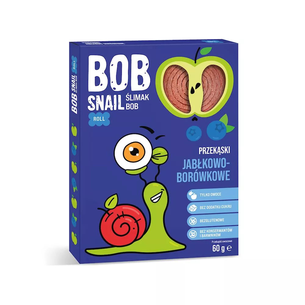 BOB SNAIL Przekąska jabłkowo - borówkowa bez dodatku cukru bezglutenowa (60g)