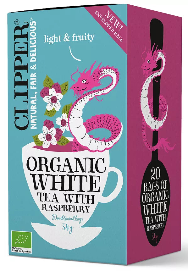 CLIPPER Herbata biała z maliną (20 x 1,7 g) (34 g) - BIO