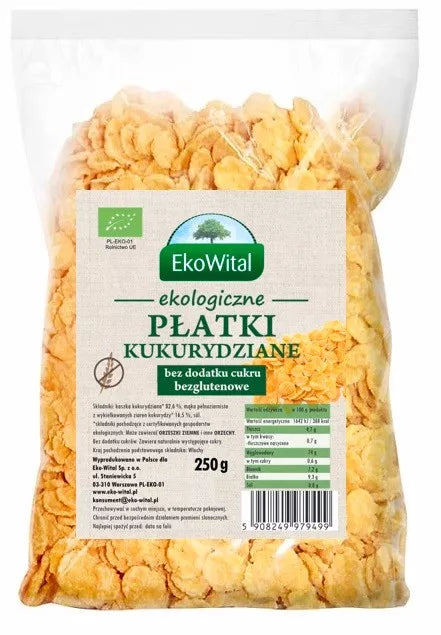 EKOWITAL Płatki kukurydziane bez dodatku cukru bezglutenowe (250g) - BIO