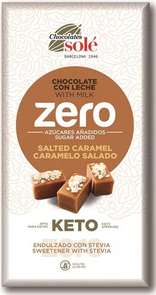 SOLE Czekolada mleczna bez dodatku cukru słony karmel ze stewią KETO (100 g)