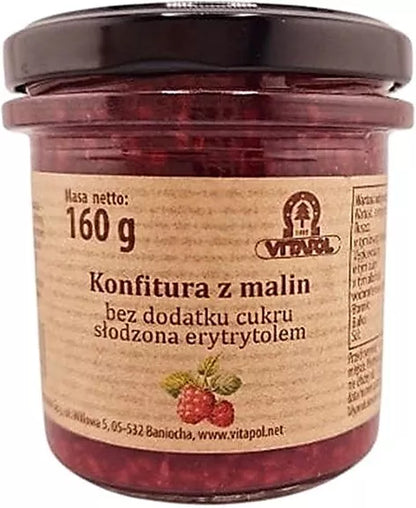 VITAPOL Konfitura z malin bez cukru słodzona erytrytolem (160 g)