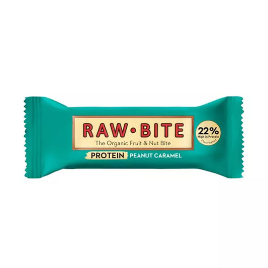 RAW BITE Baton proteinowy bezglutenowy orzech i karmel (45 g) - BIO