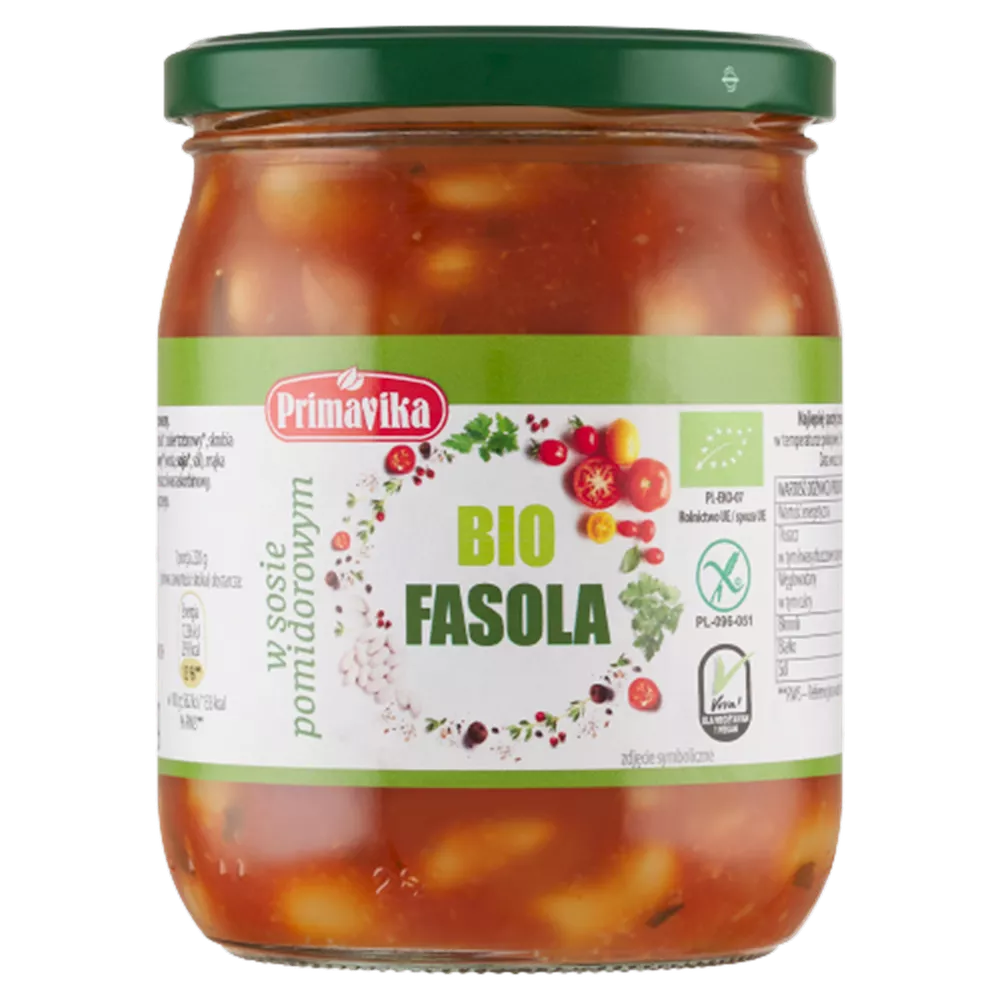 PRIMAVIKA Fasola w pomidorach (440 g) - BIO