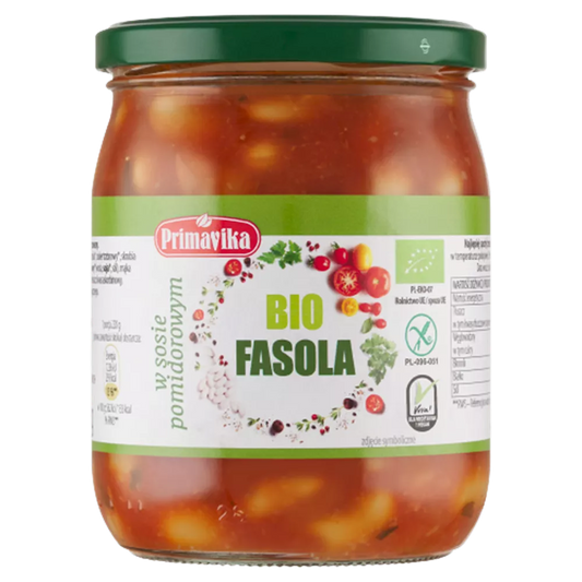 PRIMAVIKA Fasola w pomidorach (440 g) - BIO