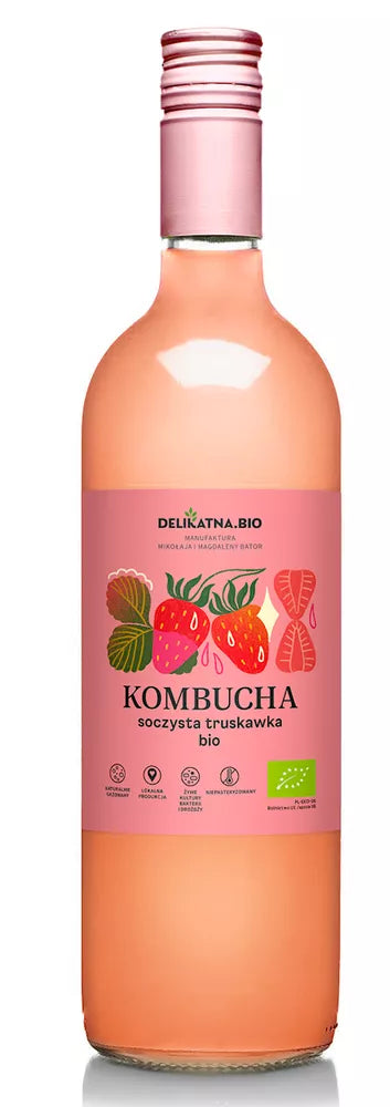 *DELIKATNA Kombucha soczysta truskawka (750ml) - BIO