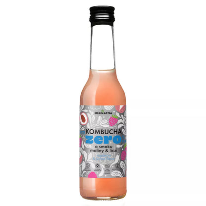 *DELIKATNA Kombucha ZERO o smaku maliny i liczi 0% CUKRU (270 ml)