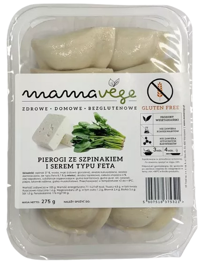 *MAMAVEGE Pierogi ze szpinakiem i serem feta, bezglutenowe (275g)