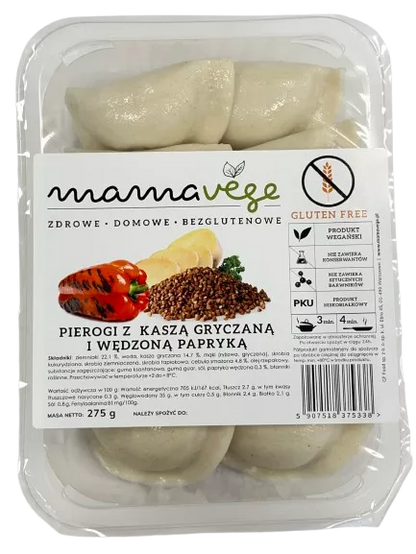 *MAMAVEGE Pierogi z kaszą gryczaną i wędzoną papryką bezglutenowe (275g)