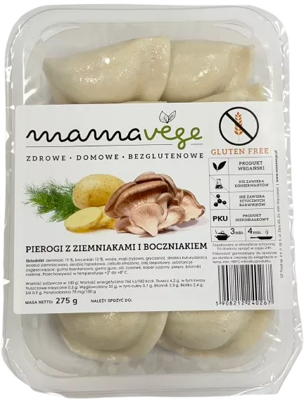 *MAMAVEGE Pierogi z ziemniakami i boczniakiem, bezglutenowe (275g)