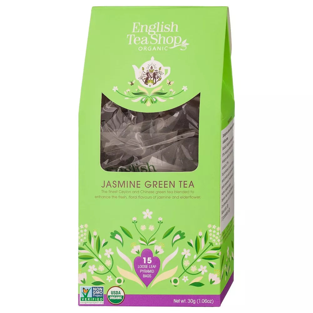 ENGLISH TEA SHOP Herbata zielona z jaśminem i dzikim bzem 15 piramidek (30 g) - BIO