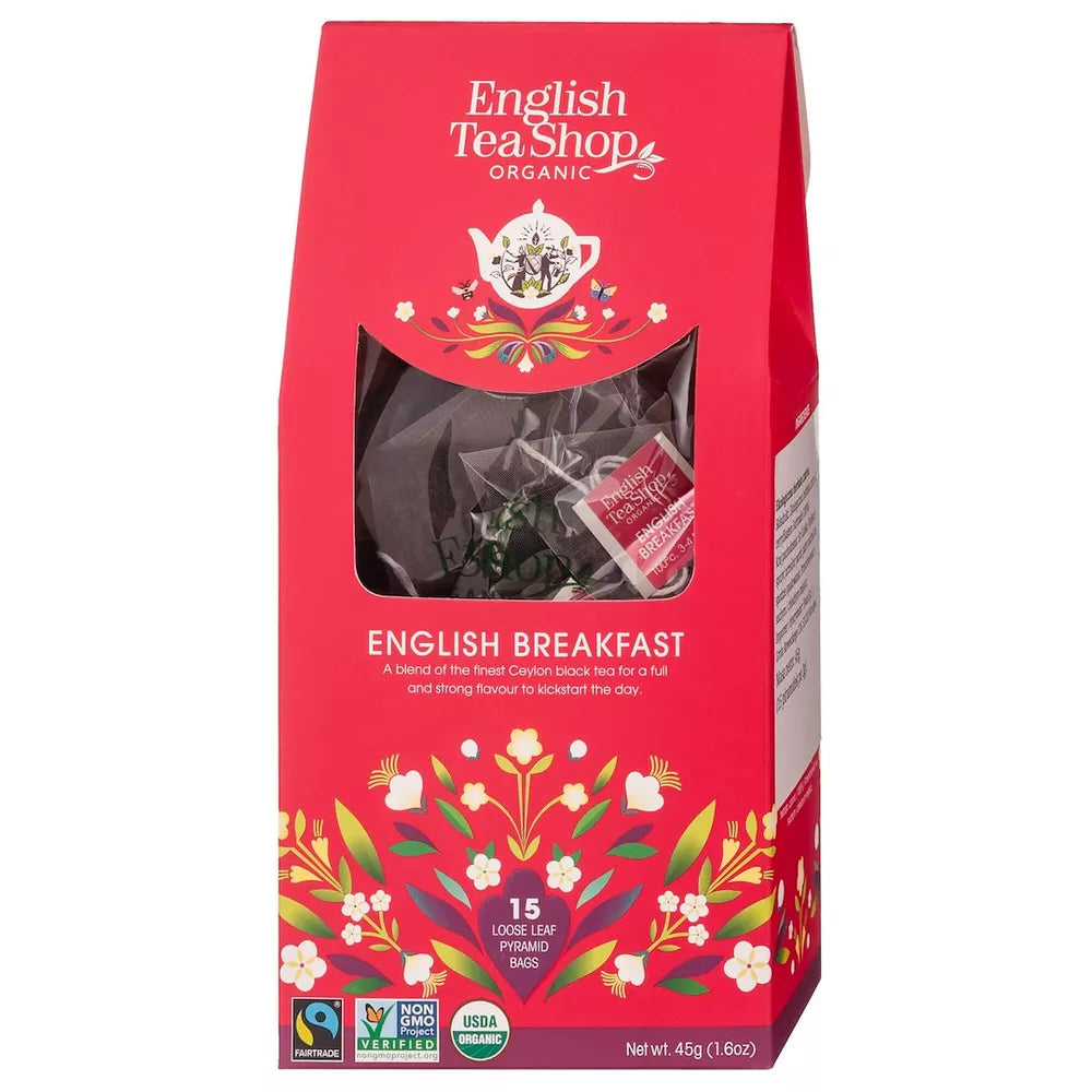 ENGLISH TEA SHOP Herbata English Breakfast 15 piramidek (45 g) - BIO
