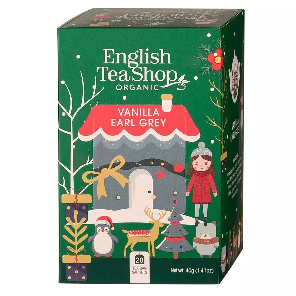 ENGLISH TEA SHOP Herbata Vanilla Earl Grey  ze skórką z cytryny i płatkami róży (40g) - BIO (Boże Narodzenie)