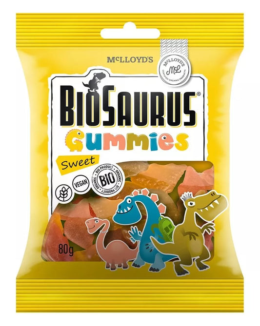 BIOSAURUS Żelki owocowe kwaśne bezglutenowe (80 g) - BIO