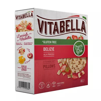 VITABELLA Poduszki owsiane z nadzieniem truskawkowym bezglutenowe (300g) - BIO