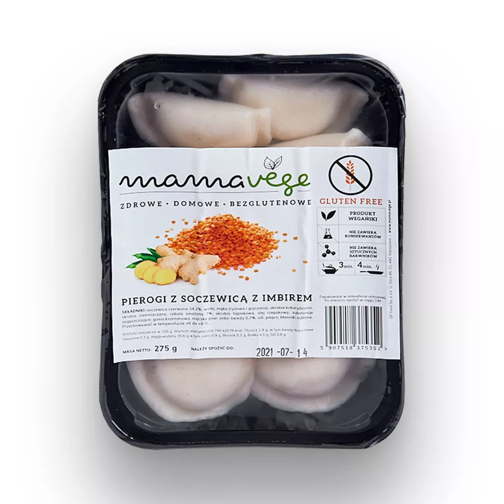*MAMAVEGE Pierogi z soczewicą i imbirem bezglutenowe (275g)