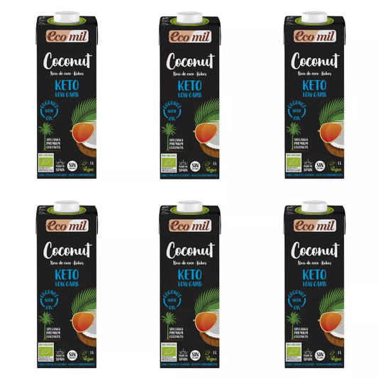 ECOMIL 6x Napój kokosowy Keto Low Carb, bezglutenowy  (1l) - BIO (zbiorcze)