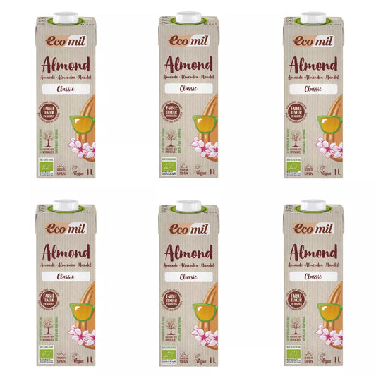 ECOMIL 6x Napój migdałowy Classic, bez cukru, bezglutenowy (1l) - BIO (zbiorcze)