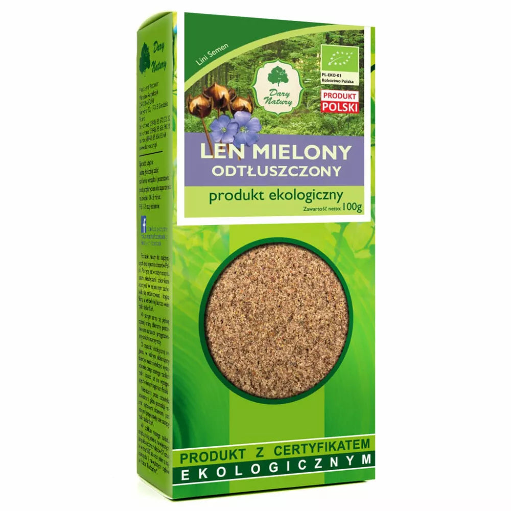 DARY NATURY Nasiona lnu odtłuszcz mielone (100g) - BIO